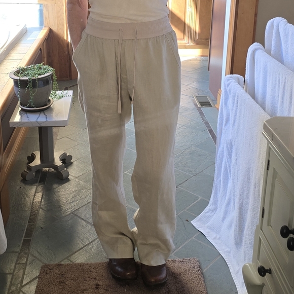 Elan Natural Linen Drawstring Pants - Picture 3 of 6